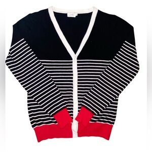 Cielo Women's Black and Red Striped Cardigan